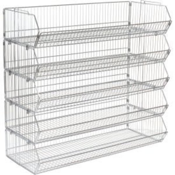 Global Equipment Modular Wire Stacking Bin Basket Rack, 48"W x 20"D x 45"H, 5 Wire Bins 339028